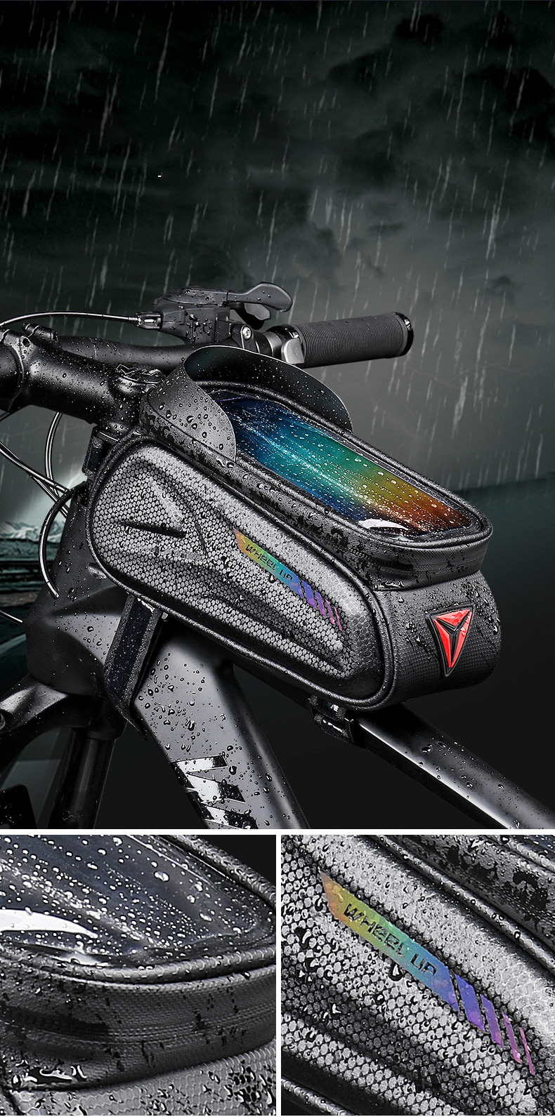 Wheel up Bike Bag vodoodporna torba za kolo s prostorom za iPhone - črna