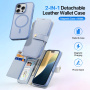 DUX DUCIS Snemljiva preklopna torbica Lawa 2v1 z MagSafe in denarnico za iPhone 16 Pro - modra