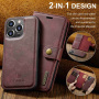 DG.Ming Snemljiva preklopna torbica 2v1 za iPhone 15 Pro - Bordo
