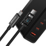 Baseus GaN5 Pro komplet za hitro polnjenje adapterja z 2x USB-C / USB-A priključki in USB-C na USB-C kabel - 140W - 1 m - črn
