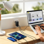 Baseus GaN5 Pro komplet za hitro polnjenje adapterja z 2x USB-C / USB-A priključki in USB-C na USB-C kabel - 140W - 1 m - črn
