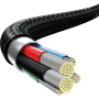 Baseus Rapid 3v1 univerzalni polnilni in podatkovni kabel - USB-C na USB-C / Lightning / micro USB - 1,5 m - črn