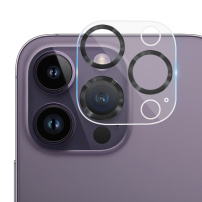 Kaljeno steklo s kovinskimi okvirji za zaščito leč kamere za iPhone 14 Pro / 14 Pro Max - črna