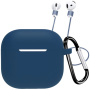 Silikonski ovitek s karabinom in vrvico proti izgubi za AirPods 4 / 5 - temno moder