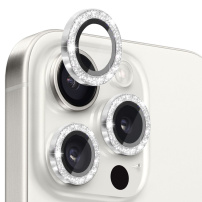NORTHJO steklo z bleščečimi okvirji za zaščito leč zadnje kamere za iPhone 16 Pro / 16 Pro Max - srebrno