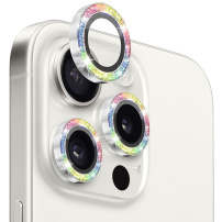 NORTHJO steklo z bleščečimi okvirji za zaščito leč zadnje kamere za iPhone 15 Pro / 15 Pro Max - mavrica