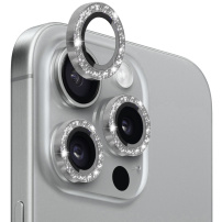 NORTHJO steklo z bleščečimi okvirji za zaščito leč zadnje kamere za iPhone 15 Pro / 15 Pro Max - sivo