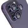 NORTHJO steklo s kovinskim okvirjem za zaščito leč zadnje kamere za iPhone 14 Pro / 14 Pro Max - vijolično