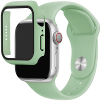 Silikonski pas z ohišjem iz kaljenega stekla za Apple uro 41mm - zelen