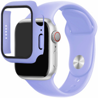 Silikonski pas z ohišjem iz kaljenega stekla za Apple uro 41mm - vijoličen
