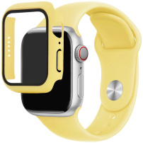 Silikonski pas z ohišjem iz kaljenega stekla za Apple uro 41mm - rumen