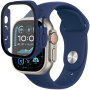 Silikonski pas z ohišjem iz kaljenega stekla za Apple Watch Ultra 49mm - temno moder