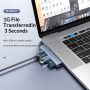 ORICO AH-W13 3-v-1 hub - 2x USB-A 2.0 / USB-A 3.0 na USB-C - siv
