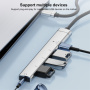 OTG-019X 5-v-1 hub - 3,5 mm jack / 2x USB-C / 2x USB-A na USB-C - srebrn
