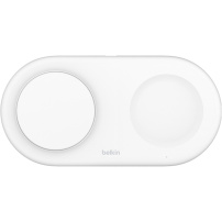 BELKIN BOOST CHARGE PRO Qi2 2-v-1 magnetna polnilna podloga za iPhone / AirPods - bela