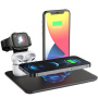 HQ-UD17 4v1 brezžični polnilni podstavek za iPhone / Apple Watch / Airpods - črna