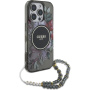 Guess IML Flowers Pearl Strap ovitek z zanko in MagSafe za iPhone 16 Pro Max - siv