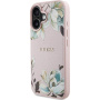 Guess Grained Magnolia ovitek z vzorcem cvetlic in MagSafe za iPhone 16 – roza