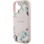 Guess Grained Magnolia ovitek z vzorcem cvetlic in MagSafe za iPhone 16 – roza
