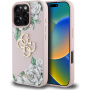 Guess Grained Roses 4G Metal Logo ovitek za iPhone 16 Pro - roza