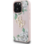 Guess Grained Roses 4G Metal Logo ovitek za iPhone 16 Pro - roza