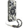 Guess IML Palm Trees Triangle Logo Pearl Strap ovitek z vrvico in MagSafe za iPhone 16 Pro - črn