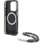 Guess IML Palm Trees Triangle Logo Pearl Strap ovitek z vrvico in MagSafe za iPhone 16 Pro - črn