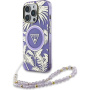 Guess IML Palm Trees Triangle Logo Pearl Strap ovitek s paščkom in MagSafe za iPhone 16 Pro - vijoličen