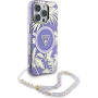 Guess IML Palm Trees Triangle Logo Pearl Strap ovitek s paščkom in MagSafe za iPhone 16 Pro - vijoličen