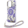 Guess IML Palm Trees Triangle Logo Pearl Strap ovitek s paščkom in MagSafe za iPhone 16 Pro - vijoličen