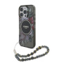 Guess IML Flowers Pearl Strap ovitek z zanko in MagSafe za iPhone 16 Pro Max - siv