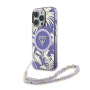 Guess IML Palm Trees Triangle Logo Pearl Strap ovitek s paščkom in MagSafe za iPhone 16 Pro - vijoličen
