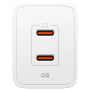 Spigen Essential hitri polnilni adapter z 2x USB-C priključki - 47W - bel