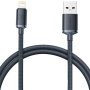 Baseus Crystal Shine Series Braided USB-A / Lightning kabel za polnjenje in prenos podatkov za iPhone / iPad / iPod / AirPods - 1,2 m - črn