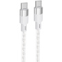 Hoco X99 Crystal Junction Silikonski prozorni USB-C / USB-C polnilni in podatkovni kabel za iPhone / iPad / MacBook / AirPods - 1 m - siv