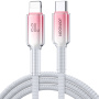 JOYROOM S-A42 Crystal Clear pleten polnilni in podatkovni kabel - USB-C na Lightning - 1,2 m - belo-roza