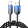 JOYROOM S-A42 Crystal Clear pleten polnilni in podatkovni kabel - USB-A na Lightning - 1,2 m - črnomodra