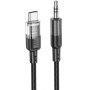 Hoco UPA27 Crystal Clear priključni kabel AUX USB-C / 3.5mm jack za iPhone / iPad - črn