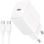 JOYROOM JR-TCF20 komplet hitrega polnilnika z adapterjem z USB-C priključkom in USB-C na USB-C kabel - 20W - 1 m - bela