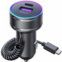 K16A komplet avto polnilnika z USB-C / USB-A priključki in USB-C kabla - 30W - 1,2 m - črna