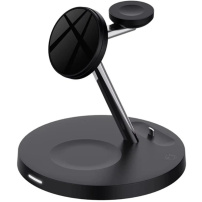 3v1 magnetno polnilno stojalo z nočno lučko za iPhone / Apple Watch / Airpods - črna
