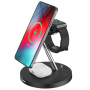 3v1 magnetno polnilno stojalo z nočno lučko za iPhone / Apple Watch / Airpods - črna