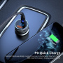 ESSAGER avto polnilec z zaslonom in priključki USB-C / USB-A - 54W - siv