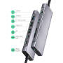 YME68 9-v-1 hub – reža za kartico SD / TF / HDMI / 3,5 mm priključek / 2x USB-C / 3x USB-A na USB-C za MacBook – siv