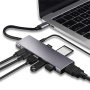YME68 9-v-1 hub – reža za kartico SD / TF / HDMI / 3,5 mm priključek / 2x USB-C / 3x USB-A na USB-C za MacBook – siv