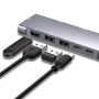 YME68 9-v-1 hub – reža za kartico SD / TF / HDMI / 3,5 mm priključek / 2x USB-C / 3x USB-A na USB-C za MacBook – siv