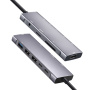 YME68 9-v-1 hub – reža za kartico SD / TF / HDMI / 3,5 mm priključek / 2x USB-C / 3x USB-A na USB-C za MacBook – siv