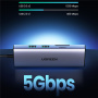 UGREEN CM490 9v1 hub - reža za SD / TF kartico / RJ45 / 2x HDMI / USB-C / 3x USB-A na USB-C - temno siv