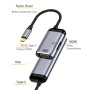 3v1 video in polnilni adapter - HDMI / VGA / USB-C na USB-C - temno siv