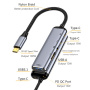 5-v-1 hub – 3,5 mm priključek / 2x USB-C / 2x USB-A na USB-C – temno siv